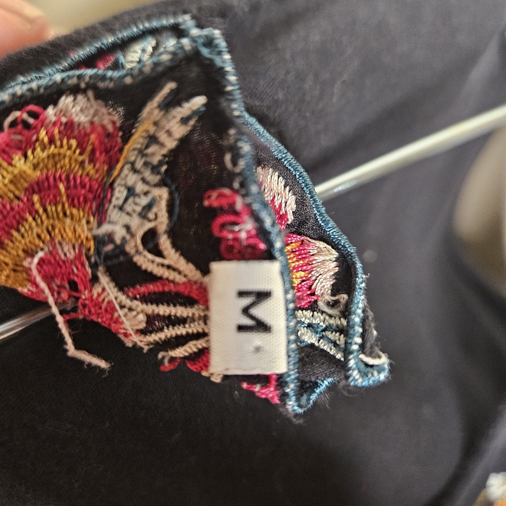 Johnny Was Black Mini Dress with Floral Embroidery - Picture 5 of 5
